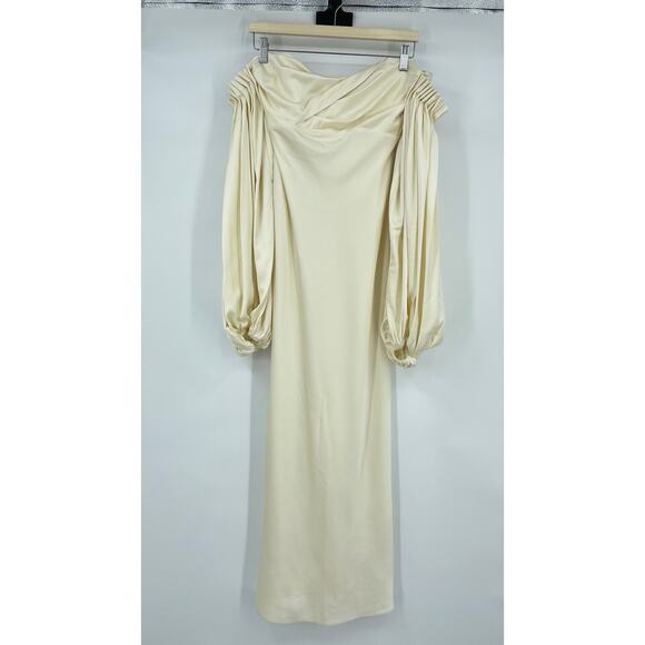 Significant Other | Danika Off Shoulder Dress in Cream Satin Maxi M US 6 - Picture 2 of 15